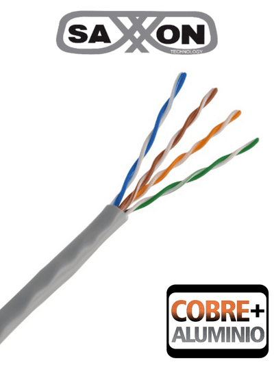 SAXXON OUTP5ECCA305G - Bobina de Cable UTP Cat5e/ 305 Metros/ CCA/ Color Gris/ Uso Interior/ Cert ISO9001/ UL 444/ RoSH/ ANSI/ TIA/ EI-568B Tipo: Más Vendidos    Etapa: De Línea