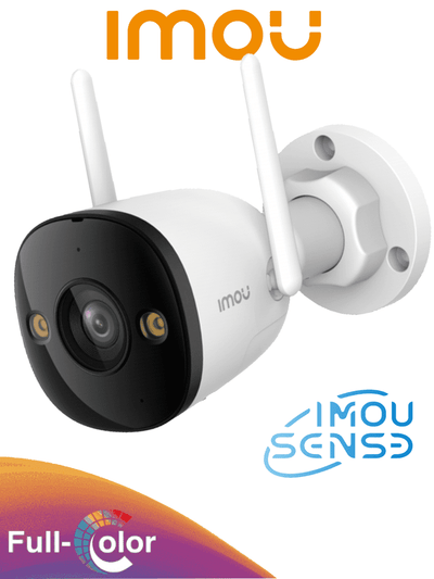IMOU Bullet 3 3MP (IPC-S3EN-3M0WE) - Cámara IP Bullet WiFi de 3MP, Full Color, con IMOU Sense, visión nocturna inteligente, audio bidireccional, disuasión activa, 108° de visión, IR 30m, H.265, IP67 y ranura MicroSD