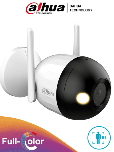 DAHUA F4CN-LED - Cámara IP Bullet Wifi de 4 Megapíxeles/ Full Color/ Microfono Integrado/ 30 Mts de Luz Visible/ Ranura para MicroSD/ IA con Detección de Humanos/ IP67