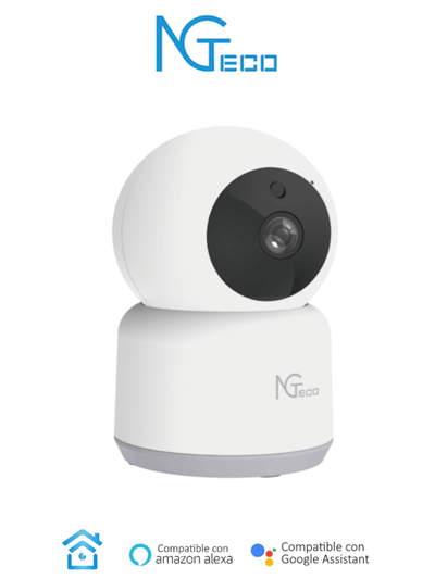 NGTECO NGC2401 - Cámara PT WiFi / 1080p / Lente 3.6mm / Visión panorámica e inclinación / Visión Nocturna / Almacenamiento Local y en la Nube / Control Remoto / Audio Bi-direccional / Funciona con Alexa