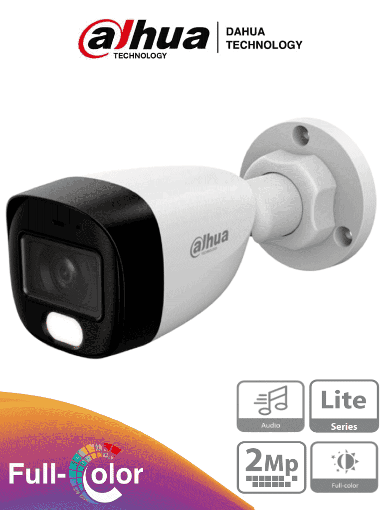 DAHUA HAC-HFW1209CN-A-LED-S3 - Cámara Bullet Full Color 1080p/ Llente de 2.8 mm/ 107.8° de Apertura/ Micrófono Integrado/ 30 Metros de Luz Visible/ DWDR/ Starlight/ IP67/