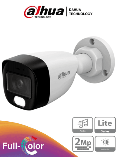 DAHUA HAC-HFW1209CN-A-LED-S3 - Cámara Bullet Full Color 1080p/ Llente de 2.8 mm/ 107.8° de Apertura/ Micrófono Integrado/ 30 Metros de Luz Visible/ DWDR/ Starlight/ IP67/