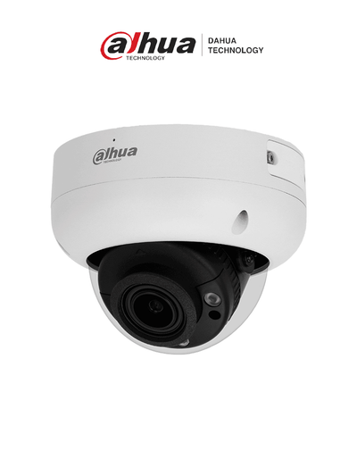 DAHUA DH-IPC-HDBW3441R-ZS-S2 -Cámara IP Domo Antivandálica 4MP con lente motorizado 2.7-13.5mm e IR 40m, cuenta con IA WizSense, Detección de Movimiento Inteligente, Protección Perimetral, Starlight, PoE, WDR,H.265+y protección IP67