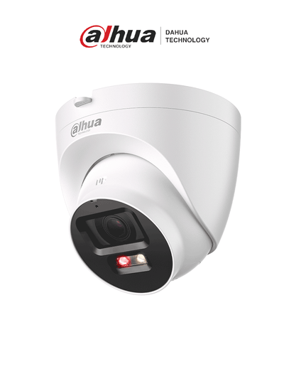DAHUA IPC-HDW2549T-S-PV - Cámara Domo IP de 5 MP, 30 Mts de Iluminador Dual Inteligente/ Disuasión activa/ Lente 2.8mm/ SMD Plus/ Protección perimetral, Micrófono y Bocina integrados/Audio dos Vías/ IP67/ Ranura MicroSD