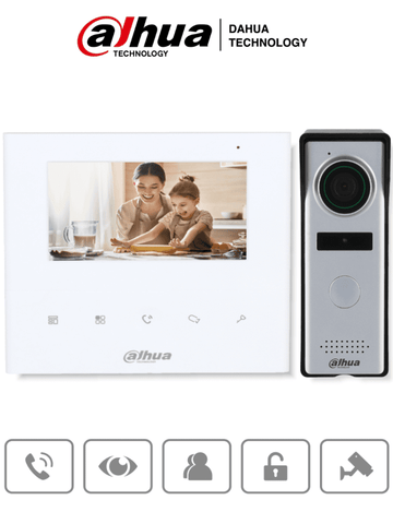 Kit de videoportero analógico con monitor de 4.3" y botones táctiles. Incluye frente de calle con cámara de 1.3 MP