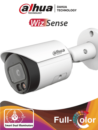 DAHUA IPC-HFW2249S-S-IL - Camara Bullet IP 2 Megapixeles/ Iluminador Dual Inteligente+Full Color/ WizSense/ Lente de 2.8mm/ 107 Grados/ Microfono Integrado/ 30 Mts de IR y Luz Visible/ Metalica/ Ranura MicroSD/ WDR 120dB/ SMD Plus/ PoE