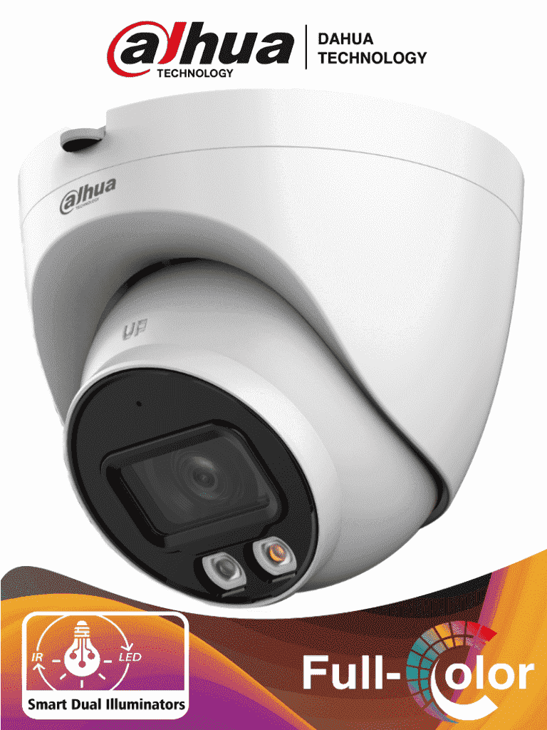 DAHUA IPC-HDW2449T-S-IL - Camara Domo IP de 4 Megapixeles/ Con Iluminador Dual Inteligente+Full Color/ WizSense/ Lente de 2.8mm/ 95 Grados/ Microfono Integrado/30 Mts de IR y Luz Visible/Metálica/Ranura MicroSD/WDR de 120 dB/SMD Plus/PoE