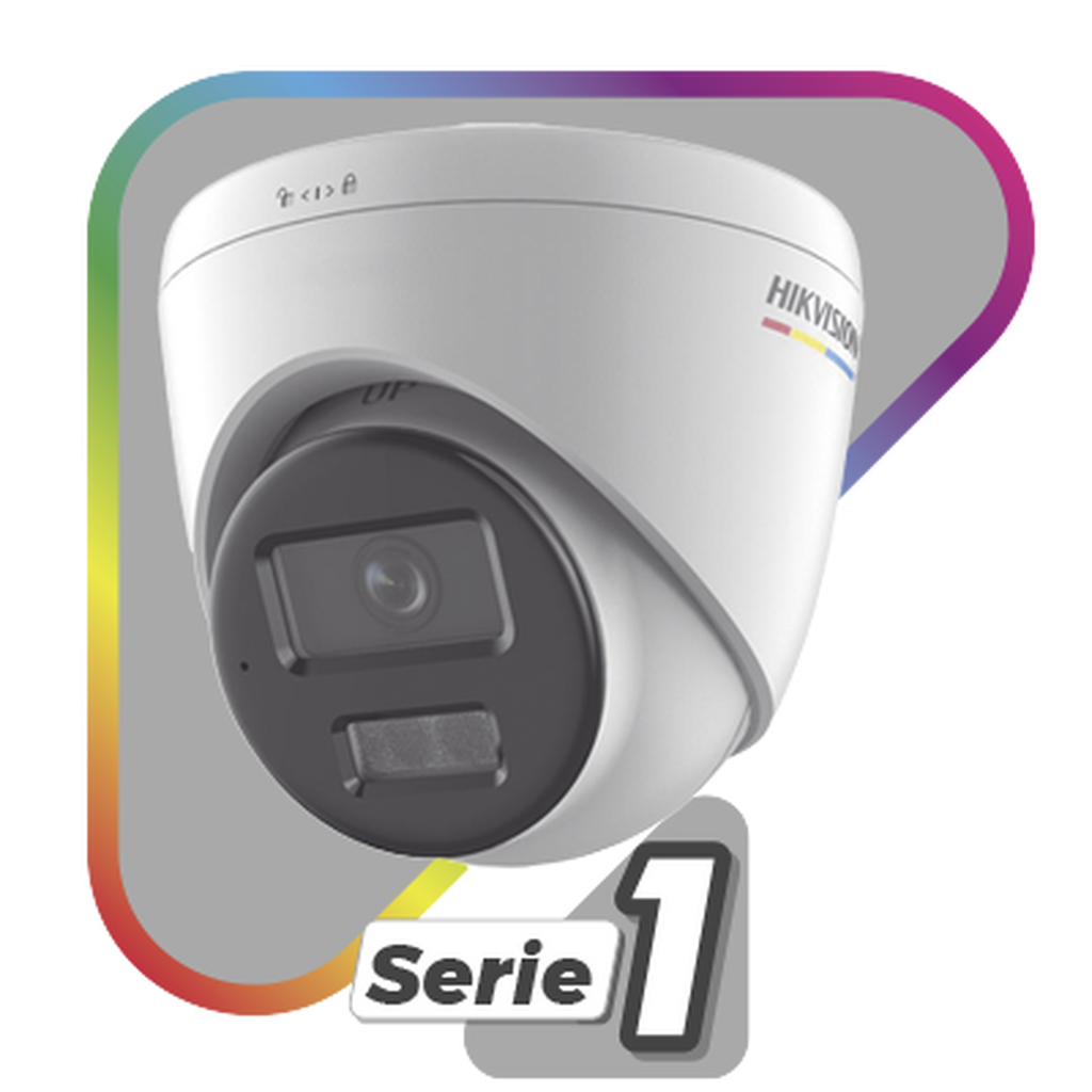 [Dual Light + ColorVu] Turret IP 4 Megapixel / Lente 2.8 mm / 30 mts IR + 30 mts Luz Blanca / Micrófono Integrado / ACUSENSE Lite / Exterior IP67 / WDR 120 dB / PoE / Micro SD