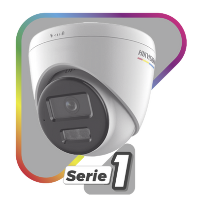 [Dual Light + ColorVu] Turret IP 4 Megapixel / Lente 2.8 mm / 30 mts IR + 30 mts Luz Blanca / Micrófono Integrado / ACUSENSE Lite / Exterior IP67 / WDR 120 dB / PoE / Micro SD