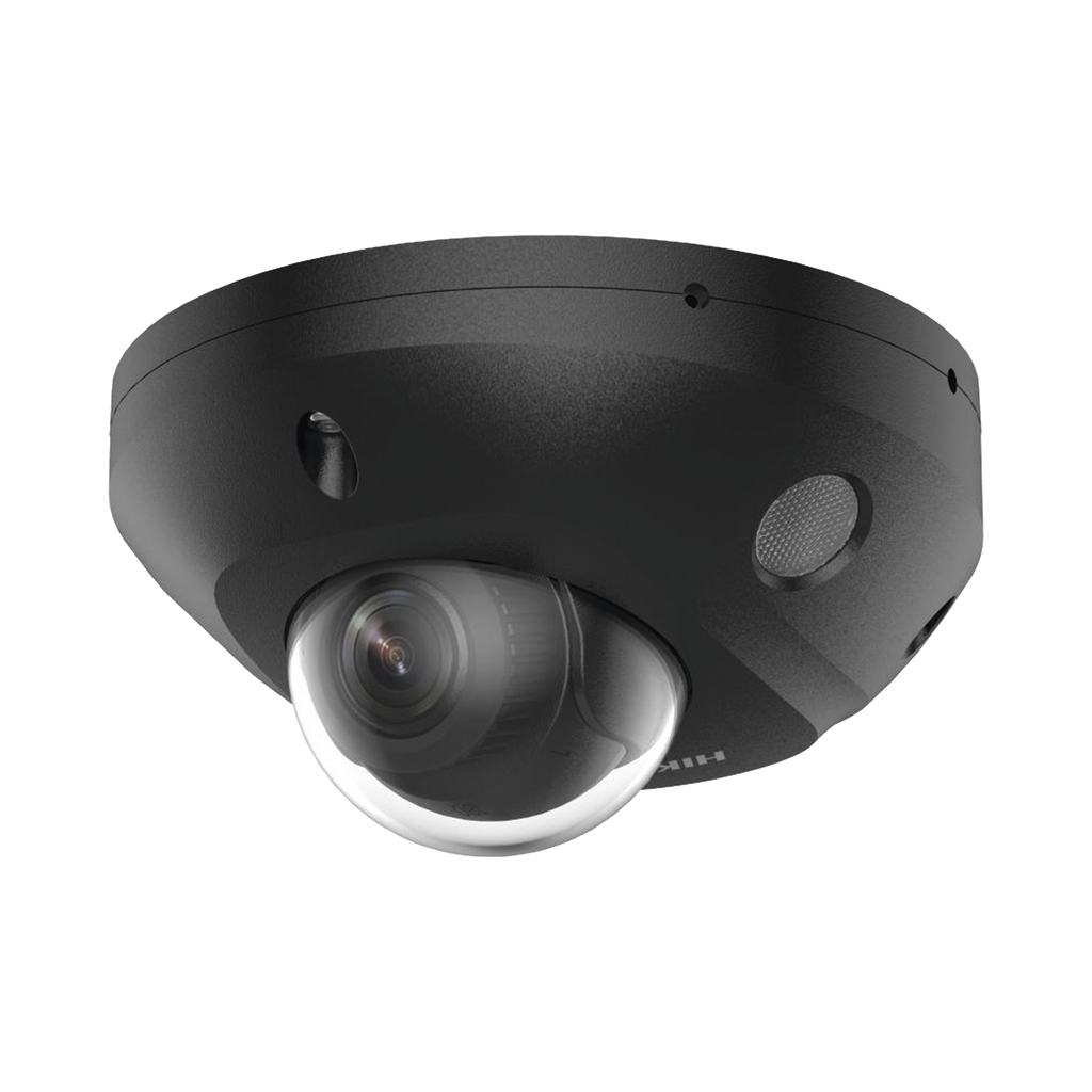 [Dual Light + 2 Micrófonos Integrados] Mini Domo IP 4 Megapixel / Color Negro / Lente 2.8 mm / 30 mts Luz Blanca + 30 mts IR / ACUSENSE / Exterior IP67 / IK08 / WDR 120 dB / PoE / ONVIF / Alarmas I/O / Micro SD / ACUSEARCH