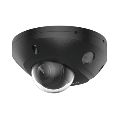 [Dual Light + 2 Micrófonos Integrados] Mini Domo IP 4 Megapixel / Color Negro / Lente 2.8 mm / 30 mts Luz Blanca + 30 mts IR / ACUSENSE / Exterior IP67 / IK08 / WDR 120 dB / PoE / ONVIF / Alarmas I/O / Micro SD / ACUSEARCH