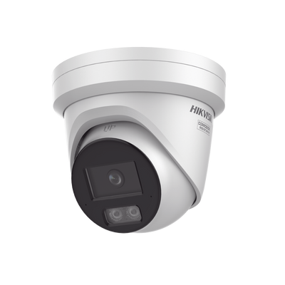 Turret IP 8 Megapixel (4K) / Lente 2.8 mm / Dual Light (40 mts IR + 40 mts Luz Blanca) / DARKFIGHTER S / Exterior IP67 / Microfono Integrado / WDR 130 dB / 4 Analíticos: AcuSense, Deteccion Facial, Conteo de Personas por Cruce y Zona