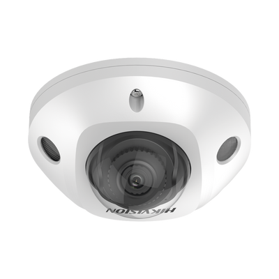 Mini Domo IP 4 Megapixel / Lente 2.8 mm / 30mts IR EXIR / Micrófono Integrado / Exterior IP67 / IK08 / PoE / DARKFIGHTER / Alarmas y Audio I/O / ONVIF / Micro SD / 4 Analíticos: AcuSense, Deteccion Facial, Conteo de Personas por Cruce y Zona