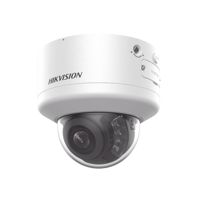 Domo IP 4 Megapixel / Lente Mot. 2.7 a 13.5 mm / Dual Light (40 mts IR + 40 mts Luz Blanca / Exterior IP66 / IK10 / Audio y Alarma I/O / PoE+ / ONVIF / Micro SD / 4 Analíticos: AcuSense, Deteccion Facial, Conteo de Personas por Cruce y Zona