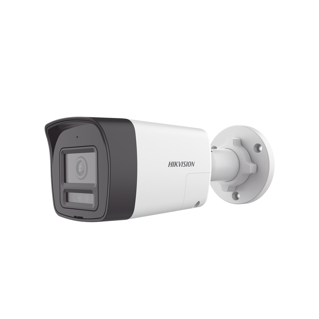 [Audio Bidireccional + Dual Light + ColorVu] Bala TURBOHD 3K (5 Megapixel) / Lente 2.8 mm Angulo de vision 112° / 30 mts IR EXIR + 20 mts Luz Blanca / Micrófono y Bocina Integrado / Exterior IP67 / Metal / dWDR