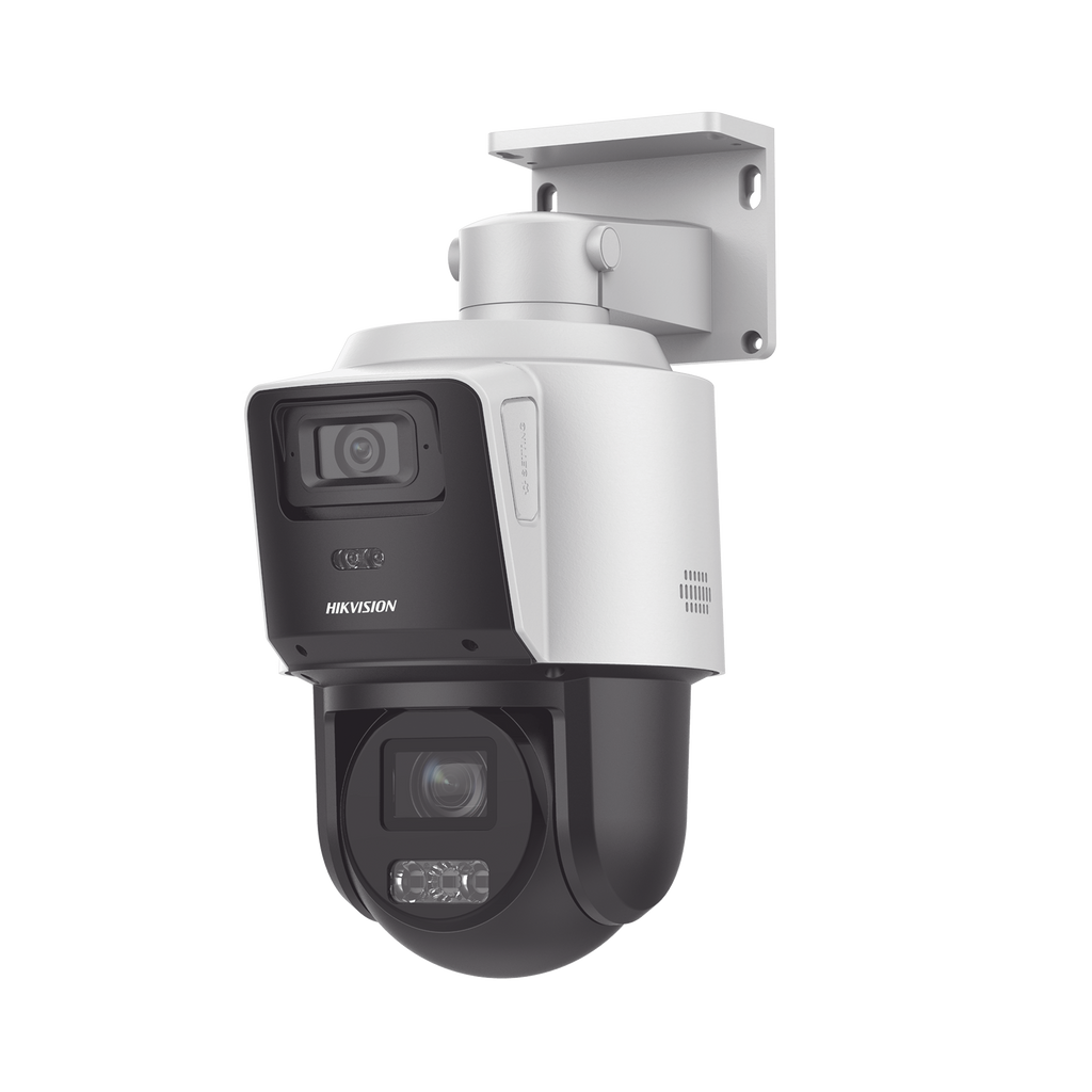 [TandemVu] PTZ IP 4 Megapixel con Cámara Panorámica 4 Megapixel / 4X Zoom / Dual Light (40 mts IR + 30 mts Luz Blanca) / ACUSENSE / IP66 / PoE+ / DARKFIGHTER / Micro SD / Incluye Base para Techo o Pared