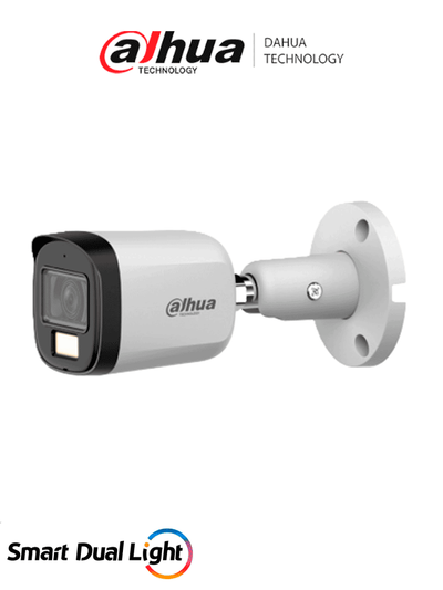 DAHUA DH-HAC-B2A51N-U-IL-A- Cámara Bullet 5 MP Serie Cooper/ Lente 2.8 mm Apertura Hasta 106°/ Iluminación Dual Inteligente/ Iluminación Hasta 30Mts IR + 20Mts Luz Calida/ Micrófono Incorporado/ Metal/ Para Exterior