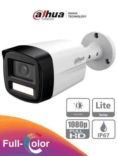 DAHUA DH-HAC-HFW1209TLMN-LED-0280B-S3 - Cámara Bullet de 2MP Full Color en 1080p con lente de 2.8mm, ángulo de 108° y alcance de iluminación de 40m