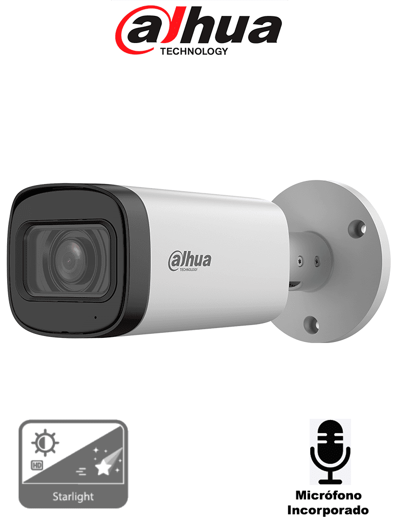 DAHUA DH-HAC-HFW1500RN-Z-A-27135-S3-DIP - Cámara Bullet de 5 Megapíxeles/ Lente Motorizado de 2.7 a 12 mm/ Micrófono Integrado/ IR de 60 Mts/ Metálica/ IP67/
