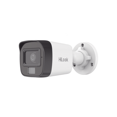 [Dual Light] Bala IP 2 Megapixel (1080p) / Lente 2.8 mm / Ángulo de visión 101° / 20 mts IR + 15 mts Luz Blanca / Micrófono Integrado / ACUSENSE Lite / Exterior IP67 / PoE / dWDR / H.265+ / ONVIF