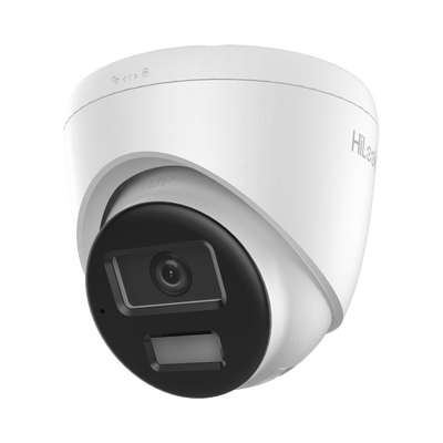 [Dual Light] Turret IP de 2 Megapixel / Lente 2.8 mm / Ángulo de visión 101° / 20 mts IR + 15 mts Luz Blanca / Micrófono Integrado / ACUSENSE Lite / Exterior IP67 / PoE / dWDR / H.265+ / ONVIF