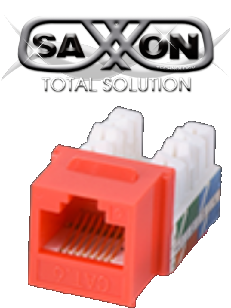 SAXXON M2656R - Modulo jack keystone RJ45 / 8 Hilos / CAT 6 / Compatible con calibres AWG 22-26 / Color rojo