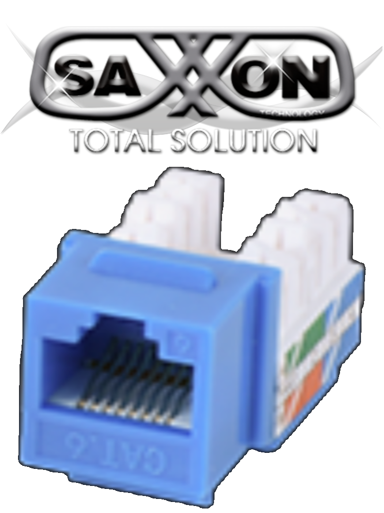 SAXXON M2656B - Modulo jack keystone RJ45 / 8 Hilos / CAT 6 / Compatible con calibres AWG 22-26 / Color azul