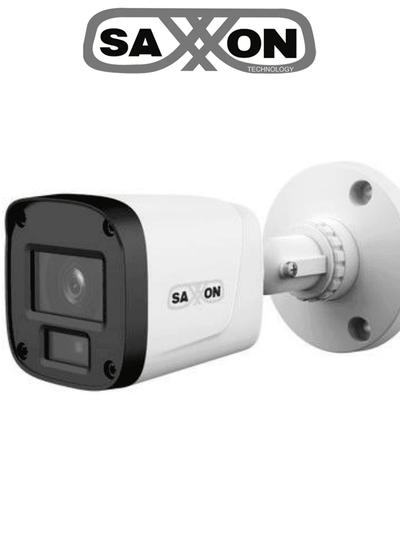 SAXXON SUA-HAC-B20P-0280B- Cámara Tipo Bala de 2 Megapíxeles & 1080P/ Lente de 2.8 mm Apertura de Hasta 100°/ Iluminación IR de Hasta 20m/ Para Exterior IP67/Material Plástico de Alta Duración/