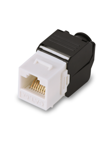 SAXXON M242C5 - Modulo jack keystone RJ45 / Armado sin herramienta / 8 Hilos / CAT 5E / Compatible con calibres AWG 22-26 / Color blanco