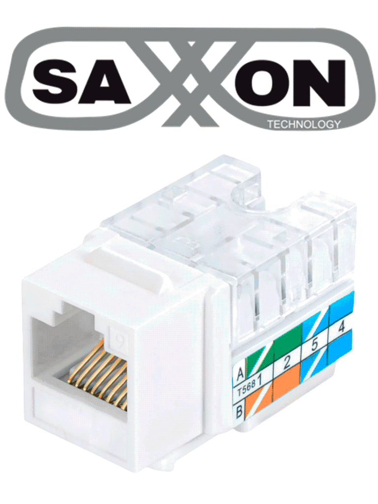 SAXXON M265C5W - Modulo jack keystone RJ45 / 8 Hilos / CAT 5E / Compatible con calibres AWG 22-26 / Color blanco