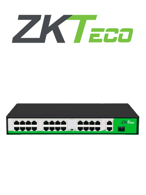 ZKTECO PE242300C - Switch de 24 Puertos Fast Ethernet PoE , Estándar AF - AT , 2 Puertos RJ45 10/100/1000M + 1 Puerto SFP*1000 , PoE+ hasta 30W por puerto , 250 mts sobre UTP CAT 6