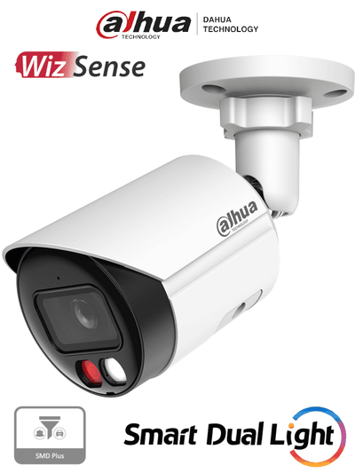 DAHUA IPC-HFW2649SP-S-IL - Cámara IP Bullet de 6 megapíxeles/ Lente 2.8mm/ 112 grados de apertura/ WizSense/ 30 metros de IR y Luz visible/Micrófono integrado/ IP67/ PoE/ Ranura Micro SD/ Protección perimetral