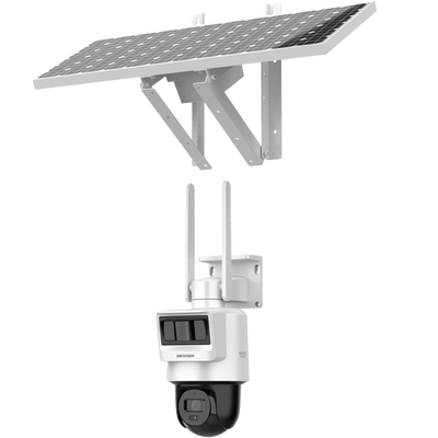Kit Solar IP All in One / Doble Detección (Radar + PIR) / PT IP 4 Megapixel / Lente 2.8 mm / Panel Solar / Batería de Respaldo de Litio 90Wh (Hasta 2 días) / Conexión 4G / Audio de Dos Vías / Accesorios de Inst. / Direc